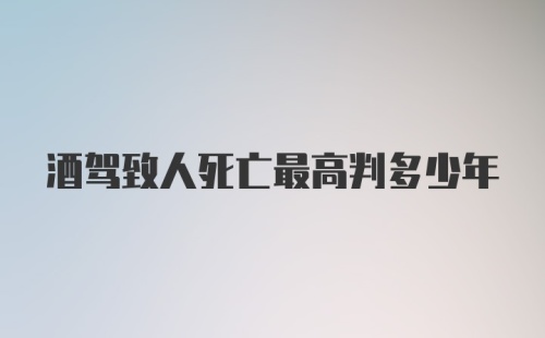 酒驾致人死亡最高判多少年