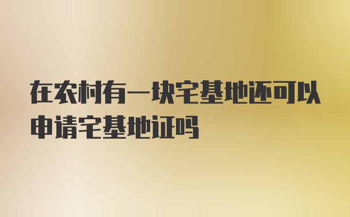 在农村有一块宅基地还可以申请宅基地证吗