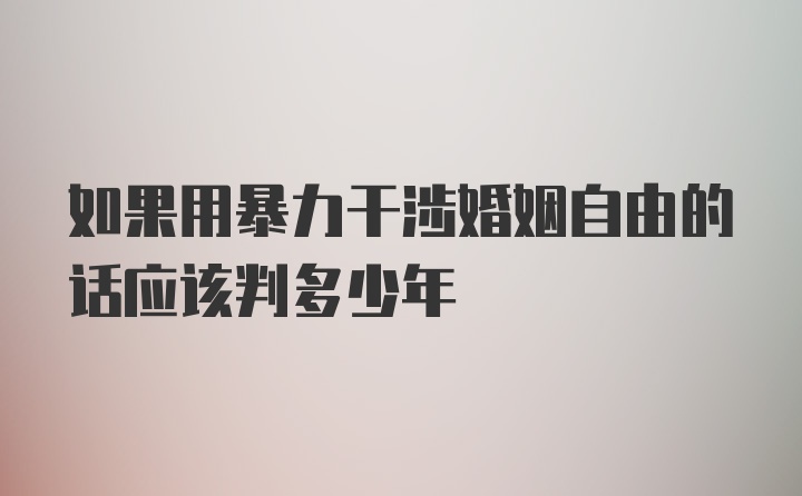 如果用暴力干涉婚姻自由的话应该判多少年