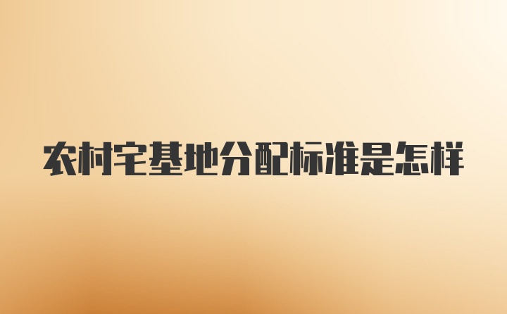 农村宅基地分配标准是怎样