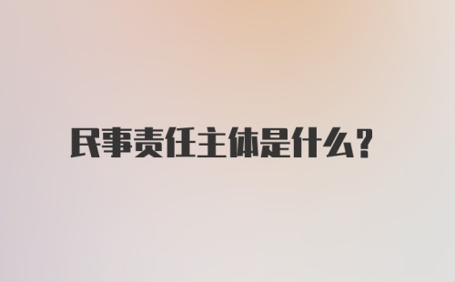 民事责任主体是什么?