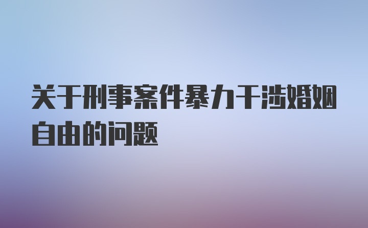 关于刑事案件暴力干涉婚姻自由的问题