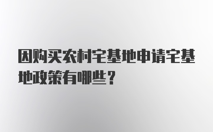 因购买农村宅基地申请宅基地政策有哪些？