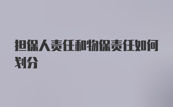 担保人责任和物保责任如何划分