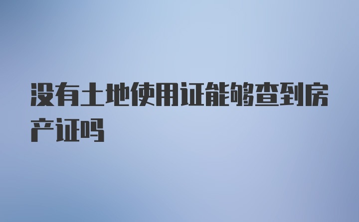 没有土地使用证能够查到房产证吗