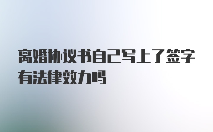 离婚协议书自己写上了签字有法律效力吗