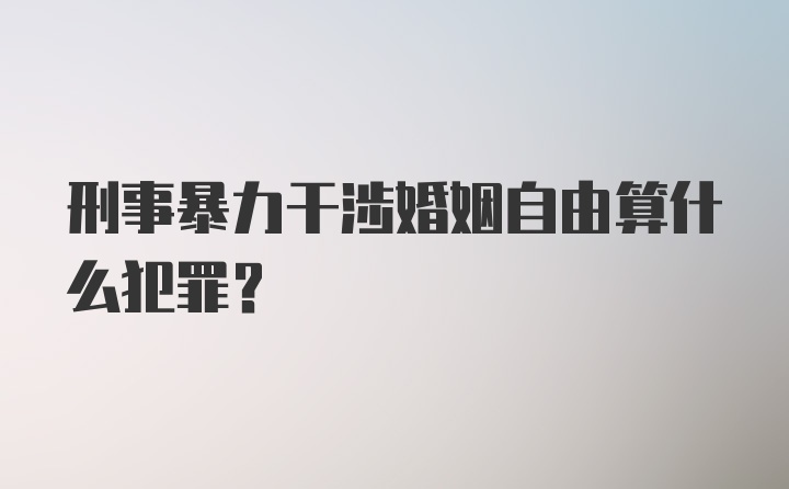 刑事暴力干涉婚姻自由算什么犯罪？