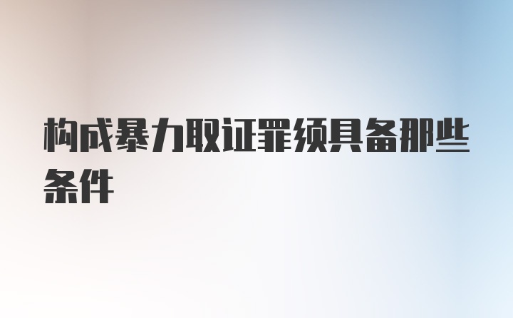 构成暴力取证罪须具备那些条件