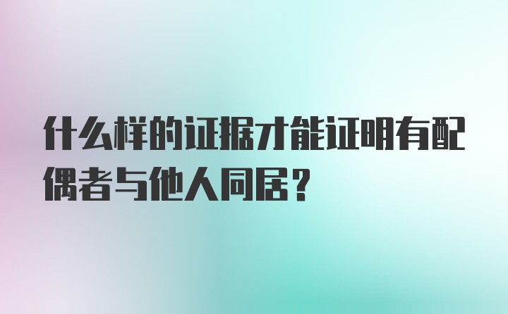 什么样的证据才能证明有配偶者与他人同居？