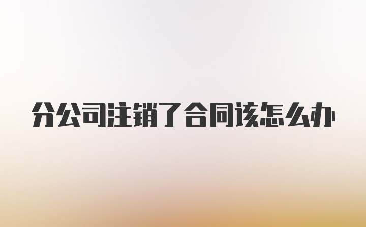 分公司注销了合同该怎么办