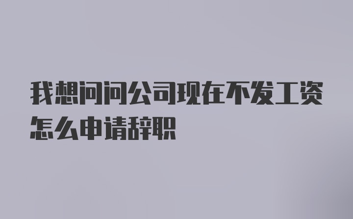 我想问问公司现在不发工资怎么申请辞职