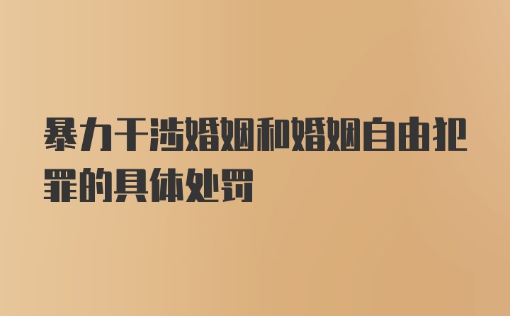 暴力干涉婚姻和婚姻自由犯罪的具体处罚