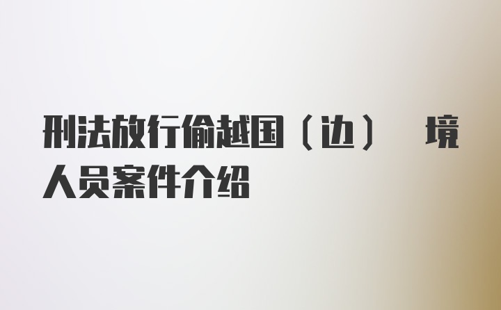 刑法放行偷越国(边) 境人员案件介绍