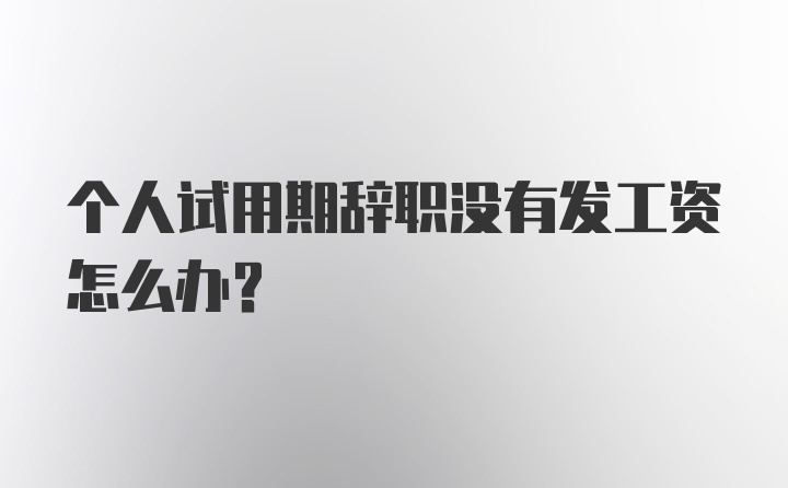 个人试用期辞职没有发工资怎么办？