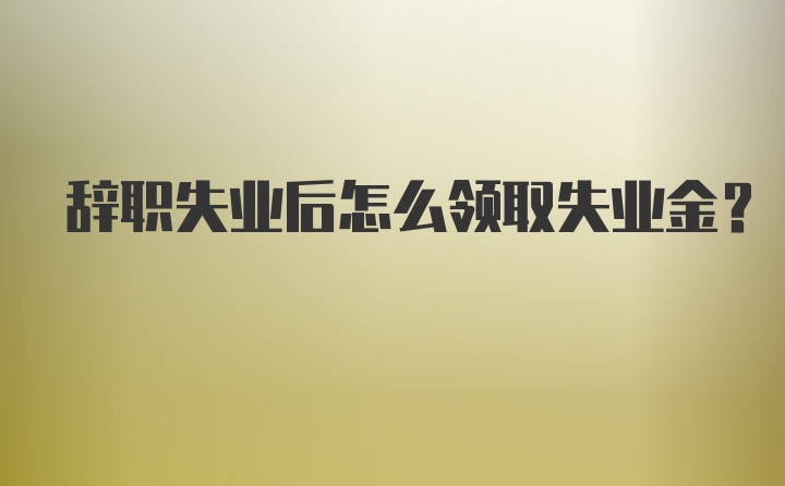 辞职失业后怎么领取失业金？