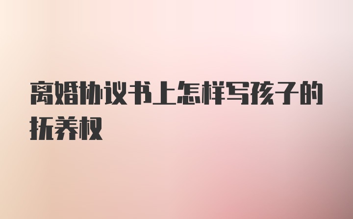 离婚协议书上怎样写孩子的抚养权