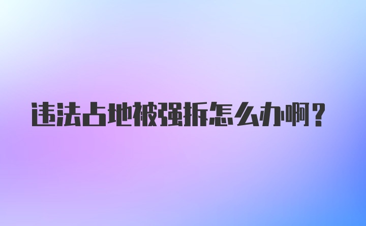 违法占地被强拆怎么办啊？