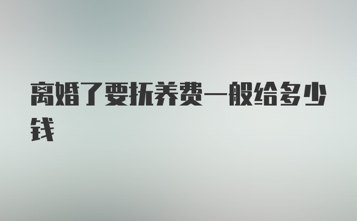 离婚了要抚养费一般给多少钱