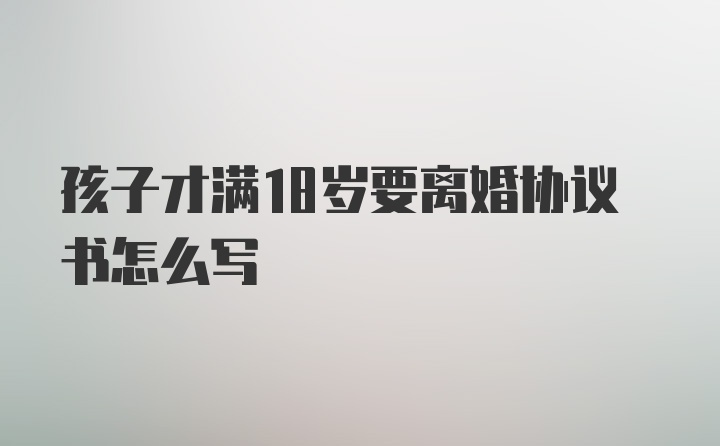 孩子才满18岁要离婚协议书怎么写