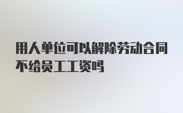 用人单位可以解除劳动合同不给员工工资吗