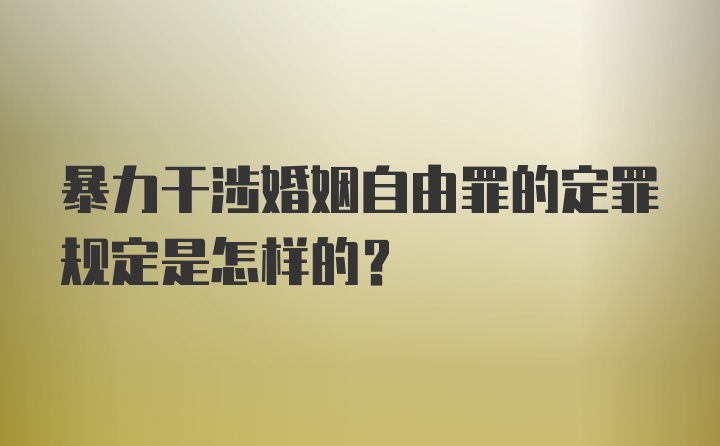 暴力干涉婚姻自由罪的定罪规定是怎样的？