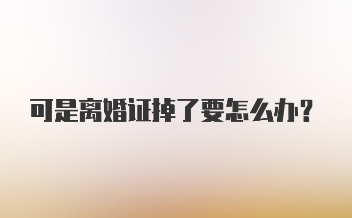 可是离婚证掉了要怎么办？