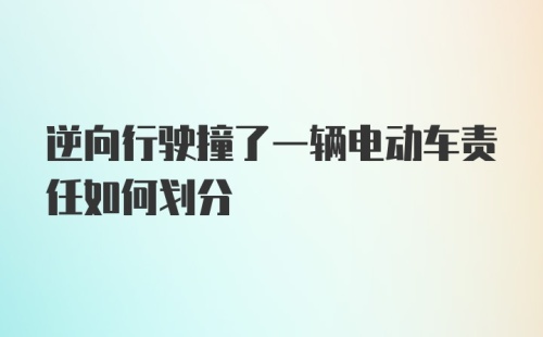 逆向行驶撞了一辆电动车责任如何划分