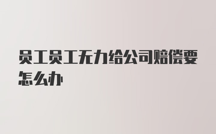 员工员工无力给公司赔偿要怎么办