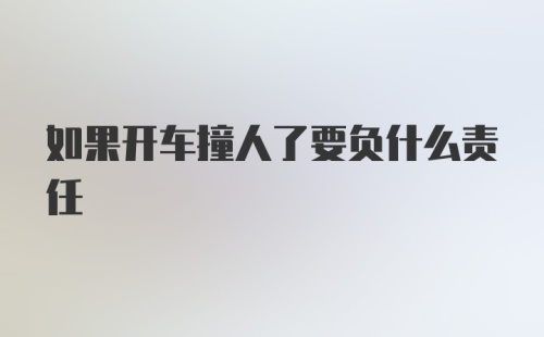 如果开车撞人了要负什么责任