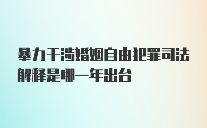 暴力干涉婚姻自由犯罪司法解释是哪一年出台