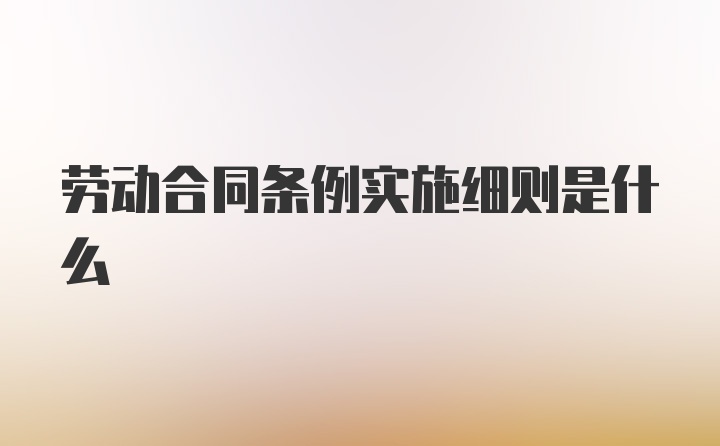 劳动合同条例实施细则是什么