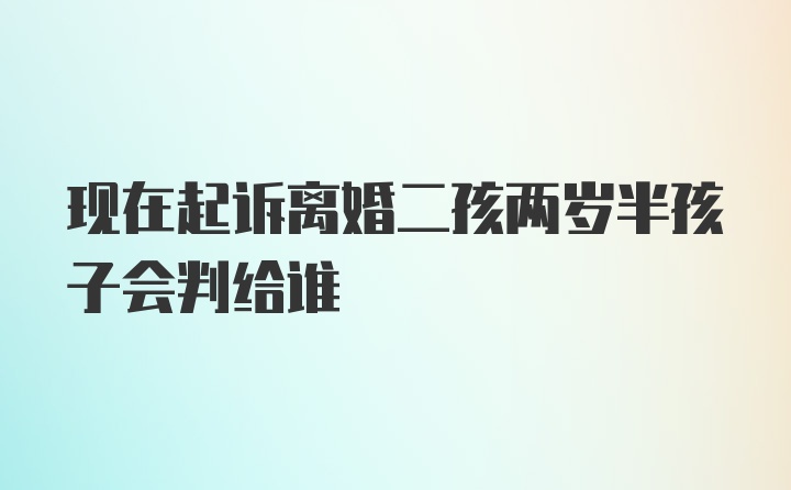 现在起诉离婚二孩两岁半孩子会判给谁