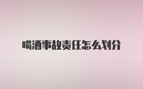 喝酒事故责任怎么划分