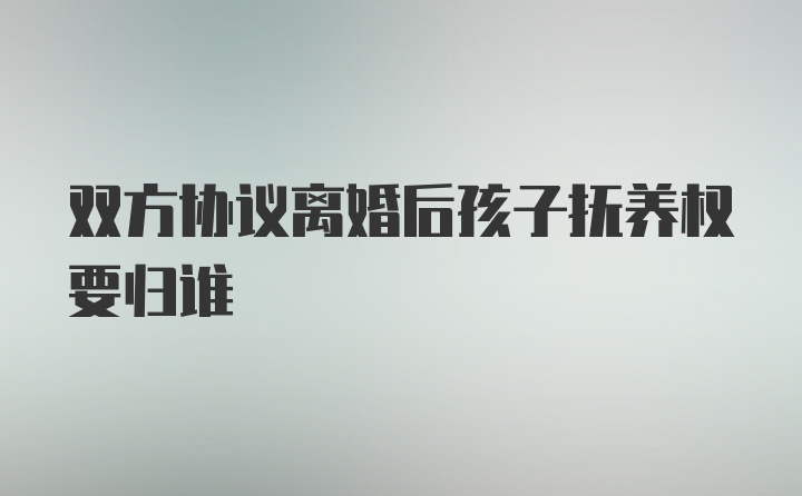 双方协议离婚后孩子抚养权要归谁