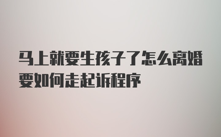 马上就要生孩子了怎么离婚要如何走起诉程序