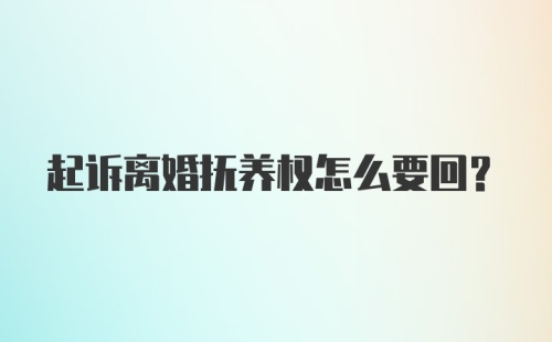 起诉离婚抚养权怎么要回？