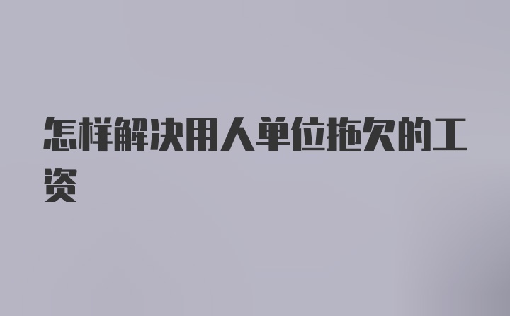 怎样解决用人单位拖欠的工资