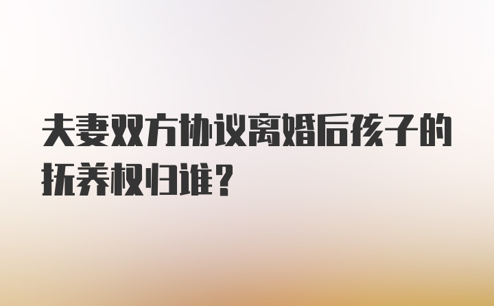 夫妻双方协议离婚后孩子的抚养权归谁?