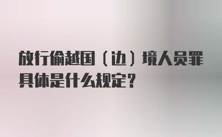 放行偷越国（边）境人员罪具体是什么规定?