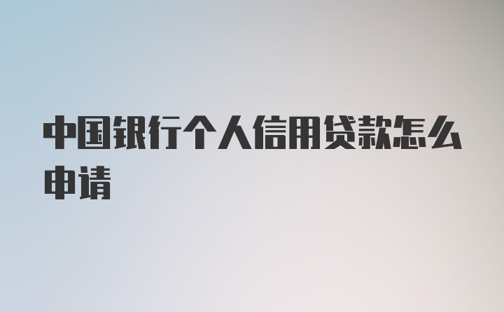 中国银行个人信用贷款怎么申请