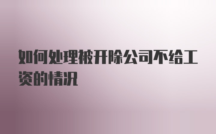 如何处理被开除公司不给工资的情况