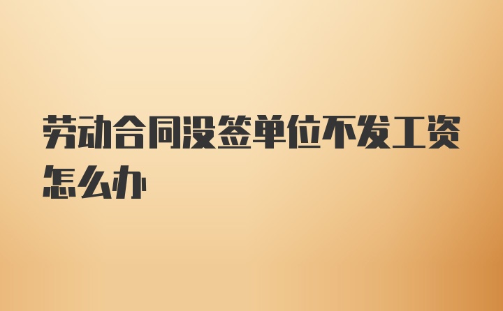 劳动合同没签单位不发工资怎么办