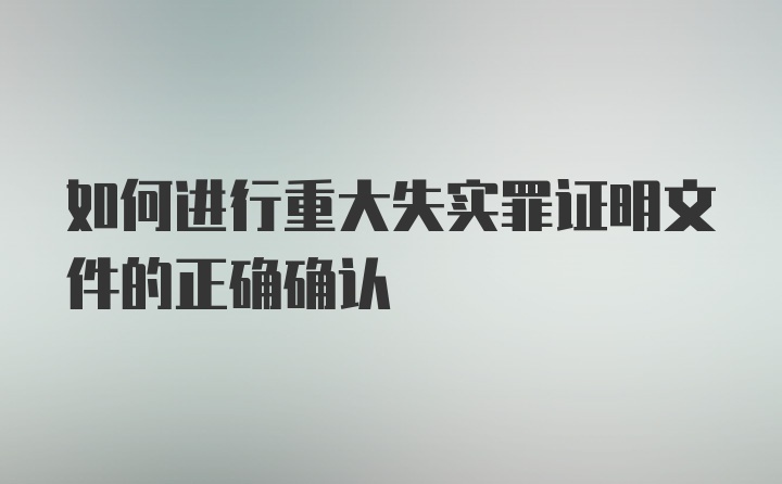 如何进行重大失实罪证明文件的正确确认