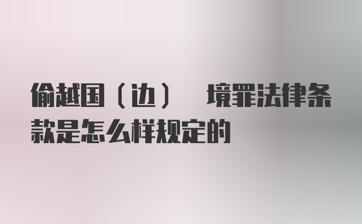 偷越国(边) 境罪法律条款是怎么样规定的