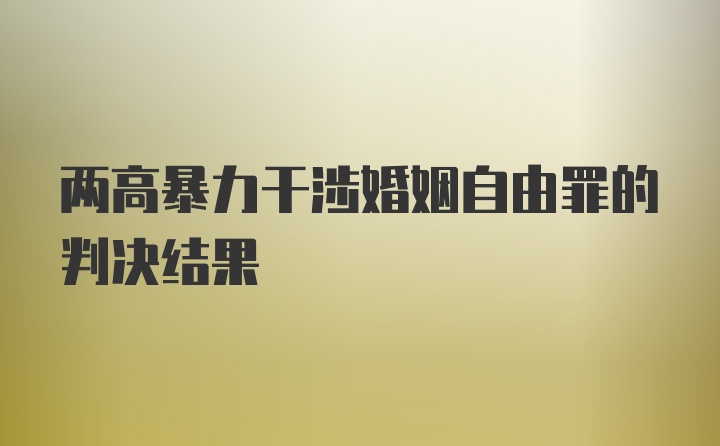 两高暴力干涉婚姻自由罪的判决结果