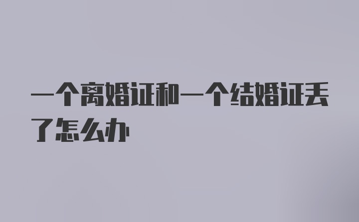 一个离婚证和一个结婚证丢了怎么办