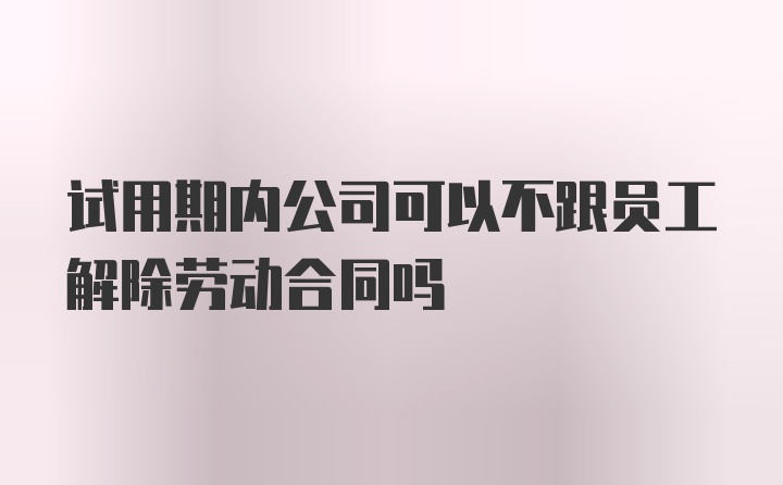 试用期内公司可以不跟员工解除劳动合同吗