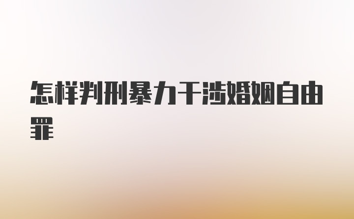 怎样判刑暴力干涉婚姻自由罪