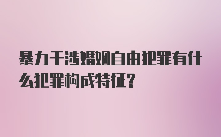 暴力干涉婚姻自由犯罪有什么犯罪构成特征？