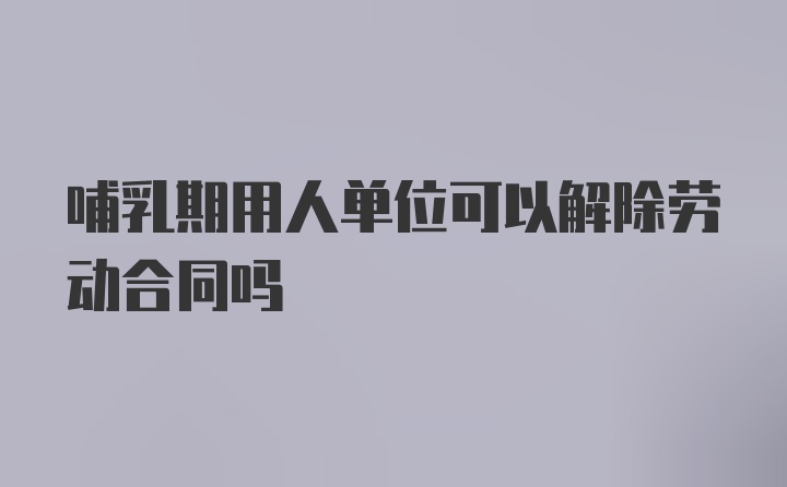 哺乳期用人单位可以解除劳动合同吗